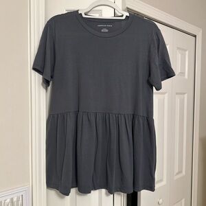 American Eagle Dark Grey Peplum T Shirt